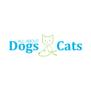 All About Dogs & Cats logo with a green dog and cat outline between the words Dogs and Cats